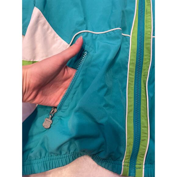 Vintage 80s 90s KAELIN Windbreaker Jacket M Medium Blue Green VTG Full Zip 70s - Picture 6 of 11